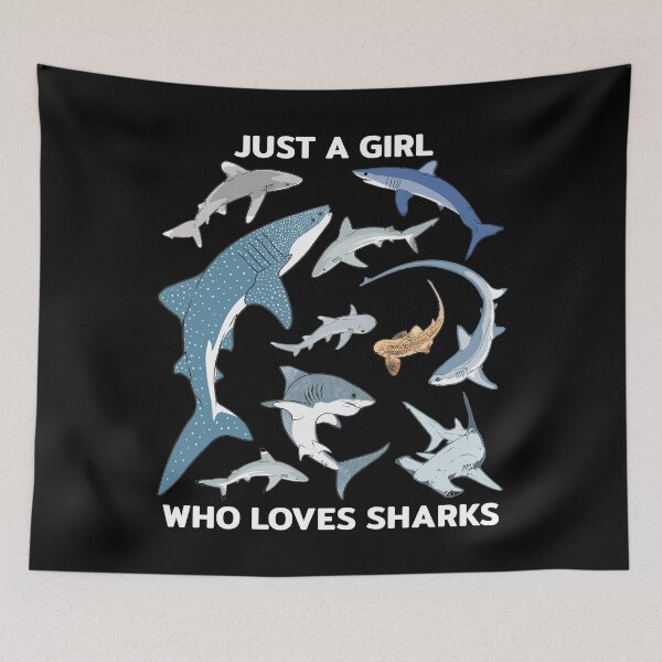 Item preview, Just a girl who loves Sharks Whale Shark Hammerhead Mako Shark designed and sold by NicGrayGraphic.
