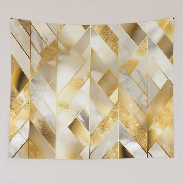 Artikelvorschau, Geometrischer Farbverlauf aus Gold und Silbermarmor entworfen und verkauft von Vic Torys ☆.