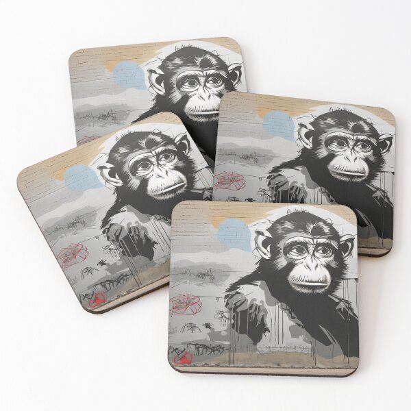 Item preview, Monkey on wall street art banksy popart designed and sold by martin max.