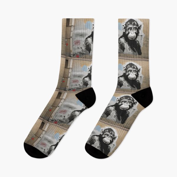 Item preview, Monkey on wall street art banksy popart designed and sold by martin max.