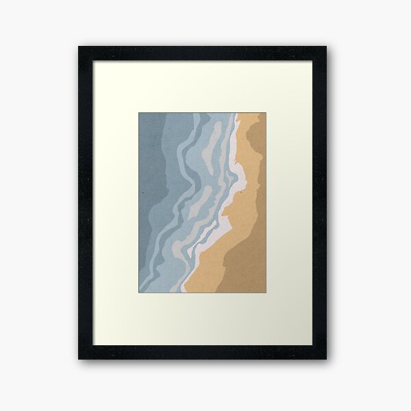 Calm beach with waves from above Framed Art Print