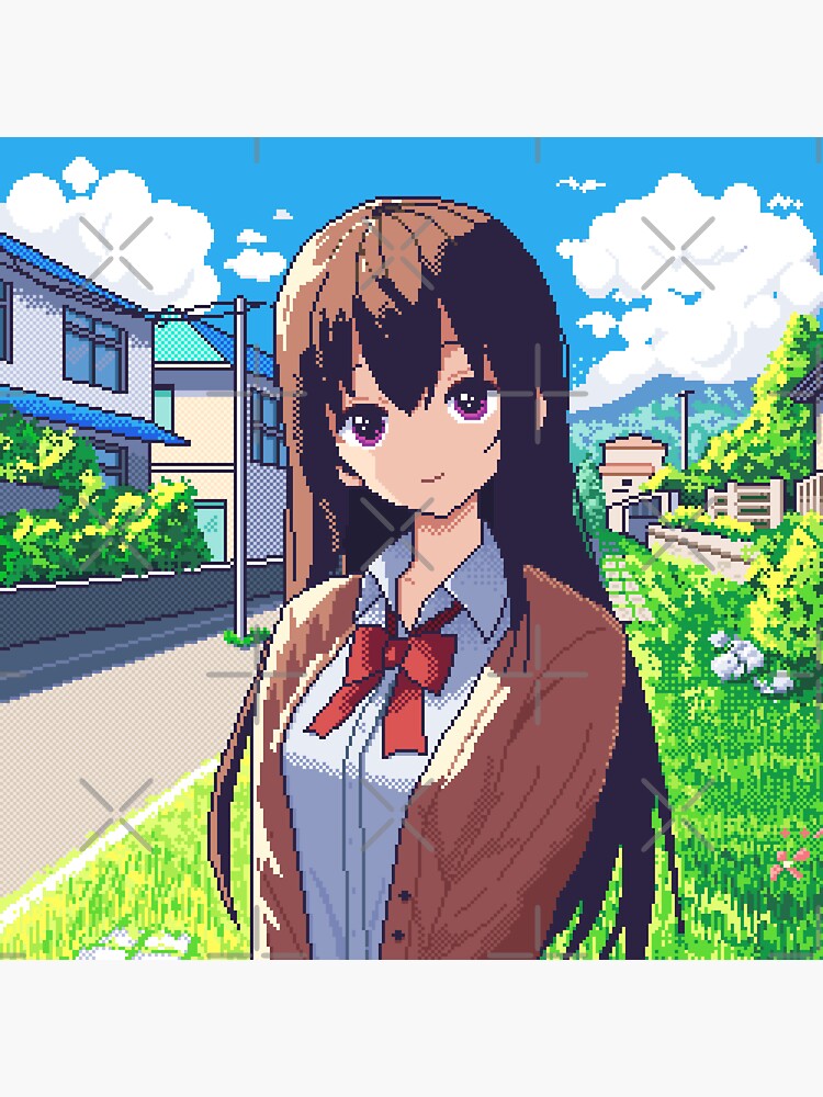 Thumbnail 3 of 3, Sticker, Calm times, anime pixel art designed and sold by djspacegr.