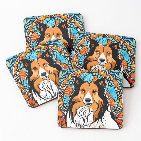 Item preview, Collie Stained Glass Art Nouveau designed and sold by typogracat.