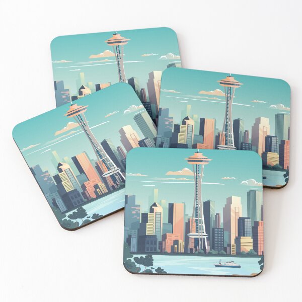 Item preview, Seattle Washington travel poster city  designed and sold by Arctic frame studio.