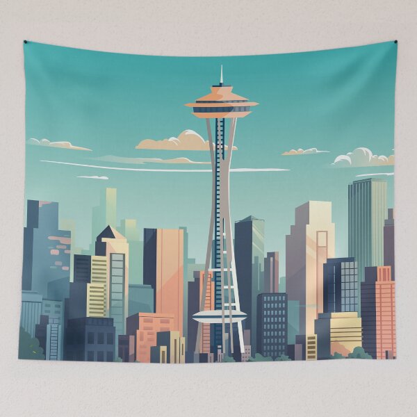 Item preview, Seattle Washington travel poster city  designed and sold by Arctic frame studio.