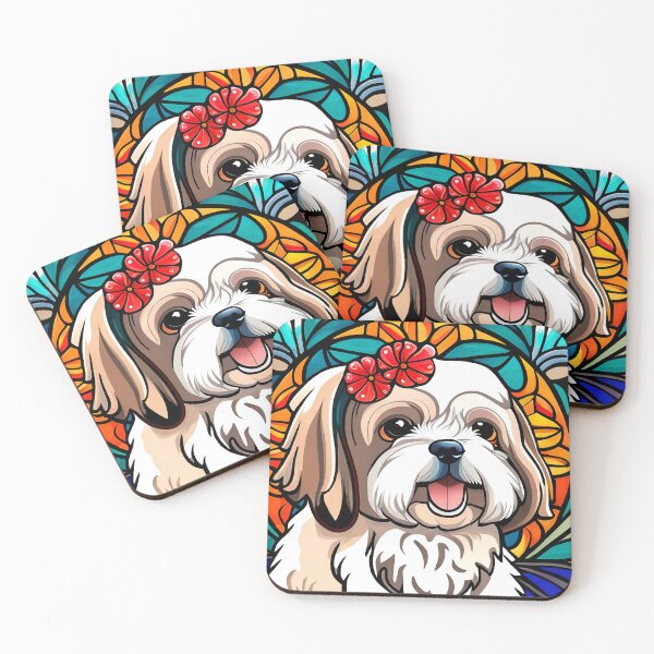 Item preview, Shih Tzu Stained Glass Art Nouveau designed and sold by typogracat.