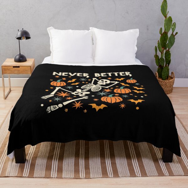 Item preview, Halloween Relaxation: 'Never Better' Skeleton in Pumpkin Field designed and sold by Shirtlify.