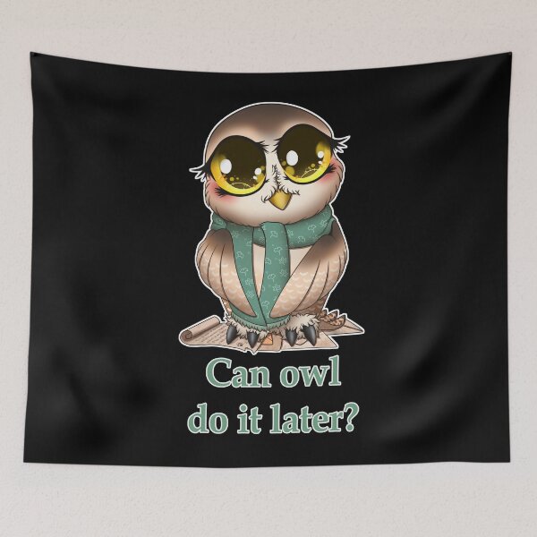 Item preview, Sweet owl who wants to postpone no matter what until later designed and sold by EmerynArts.