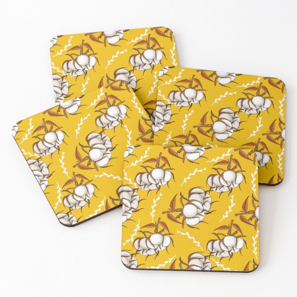 Item preview, Elegant Cotton Buds Pattern on Orange Background with White Branches designed and sold by Almanzart.