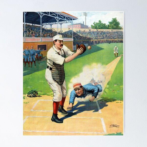 Item preview, Baseball, Runner Sliding Past Catcher 1800s designed and sold by RocketshipRetro.