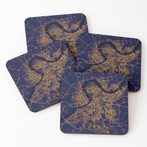 Item preview, Surat, Gujarat, India Map -  City At Night designed and sold by deMAP.