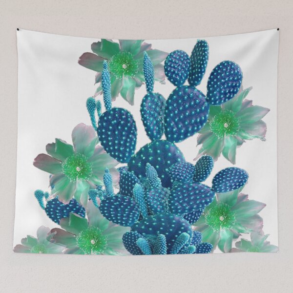 Item preview, SURREAL BLUE PEAR CACTUS & FLOWERS  designed and sold by sharlesart.