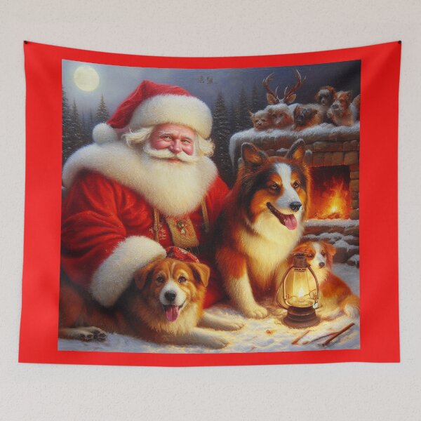 Item preview, Christmas Santa Claus with Dogs 1 designed and sold by CrankyOldDude.
