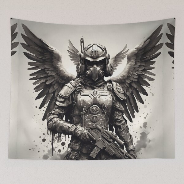 Item preview, Fantasy Warrior with Gas Mask / Angel of Death designed and sold by SoccaTamam.
