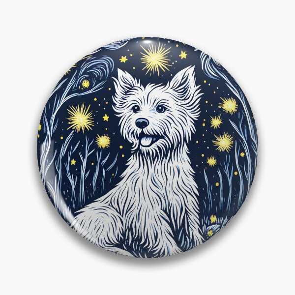 Item preview, white dog in firefly forest designed and sold by ArisaHong.