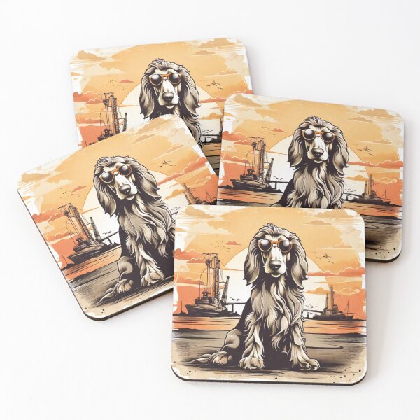 Item preview, Gazing Beyond: Afghan Hound in the Sunset with sun glasses designed and sold by Fenomena Designs.
