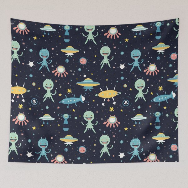 Item preview, An alien with space ships explores interstellar mysteries designed and sold by StrawberryJolly.