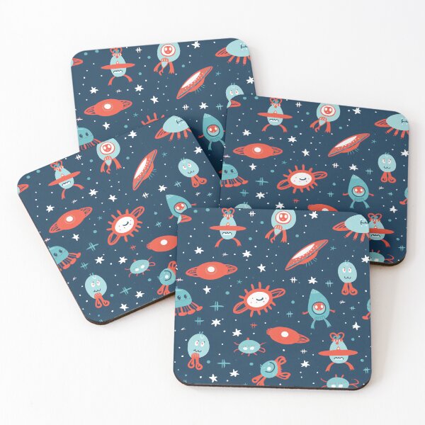 Item preview, Alien and space ships in a cosmic rendezvous designed and sold by StrawberryJolly.