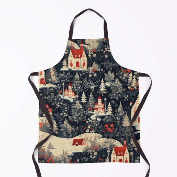 Item preview, Christmas Print of a Vintage Town in Snow Against a Navy Background designed and sold by AgathaZolastore.