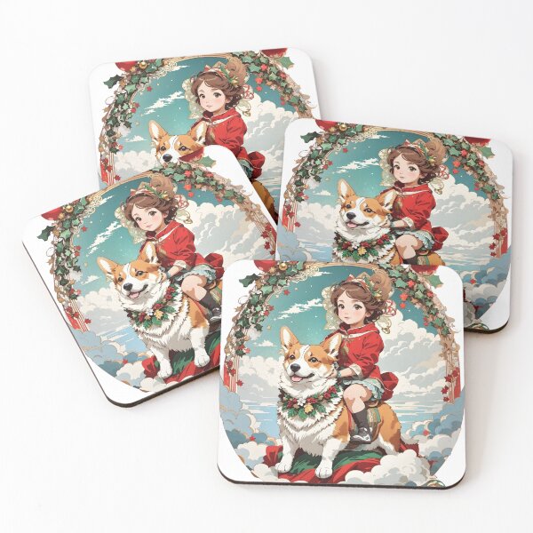 Item preview, Christmas girls ride corgi designed and sold by shaiyakeisky.