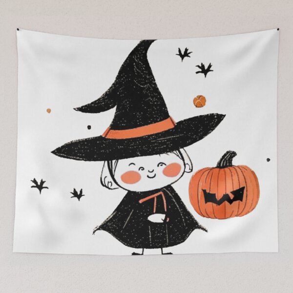 Item preview, Little witch, cute little girl and her pumpkin designed and sold by D- Day.