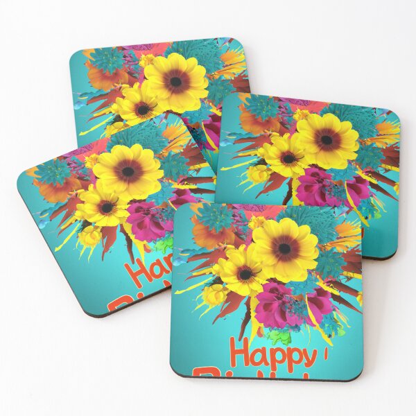 Item preview, Bouquet of colorful flowers on blue background designed and sold by Photopat.