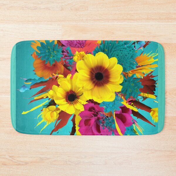 Item preview, Bouquet of colorful flowers on blue background designed and sold by Photopat.