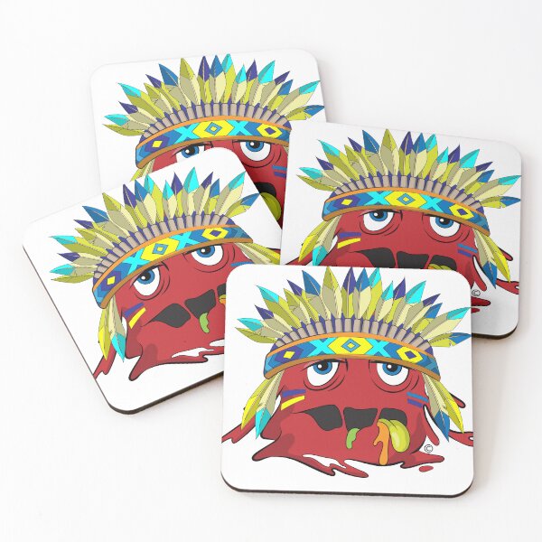 Item preview, Slime Monster Red Indian Blue Feathers designed and sold by AndreOwl.