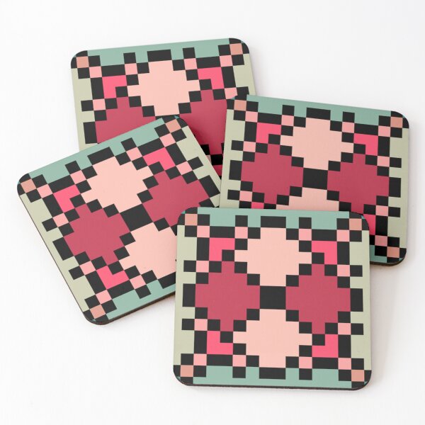 Item preview, Pixel flower red mosaic pattern designed and sold by 16artypixels.