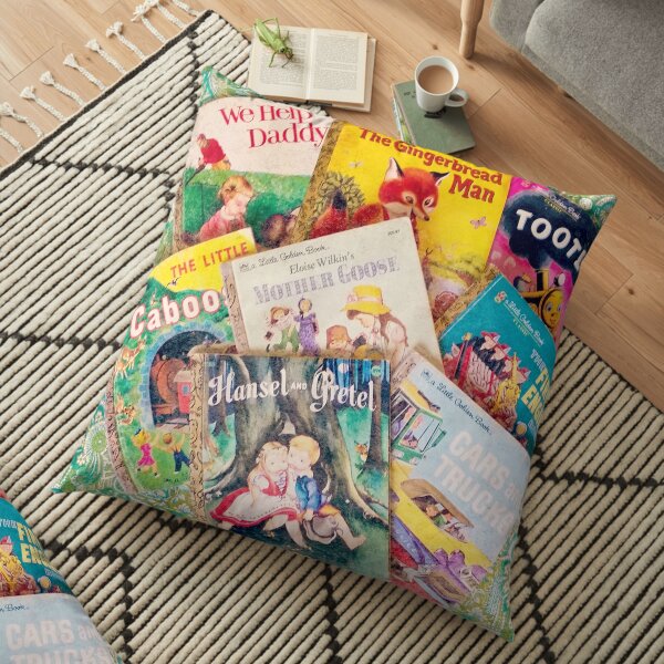 Little Vintage Library Floor Pillow