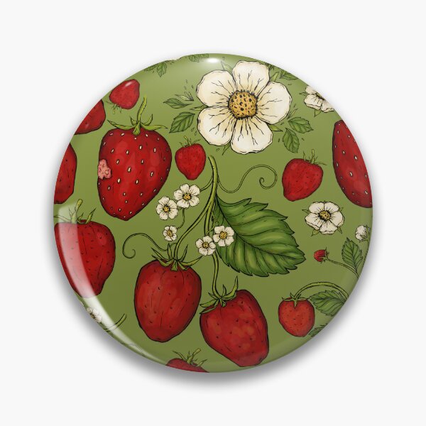 Item preview, Red Strawberry Patch with Flowers and Leaves Pattern designed and sold by rnmarts.