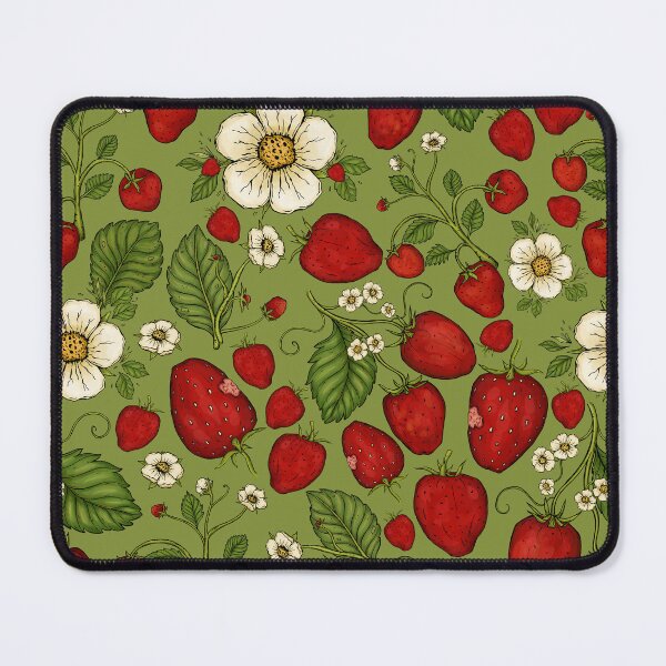 Item preview, Red Strawberry Patch with Flowers and Leaves Pattern designed and sold by rnmarts.