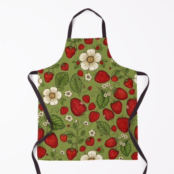 Item preview, Red Strawberry Patch with Flowers and Leaves Pattern designed and sold by rnmarts.
