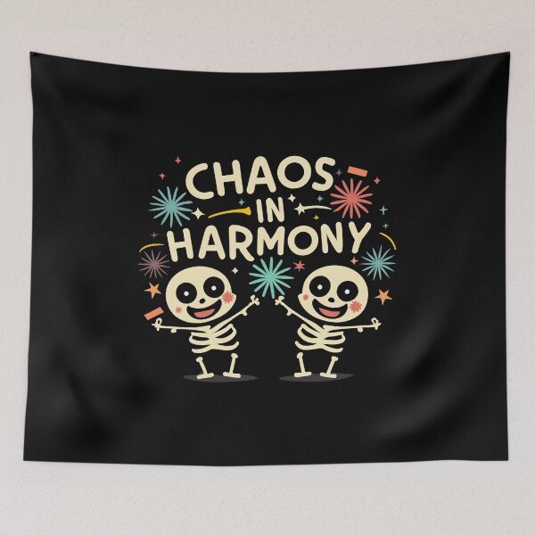 Item preview, Cute Cartoon Skeletons with Fireworks - Chaos in Harmony designed and sold by Shirtlify.