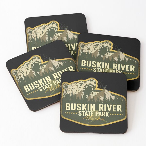 Item preview, Buskin River State Park Alaska Retro Badge Camping Hiking Outdoor Adventure designed and sold by mountainfad.