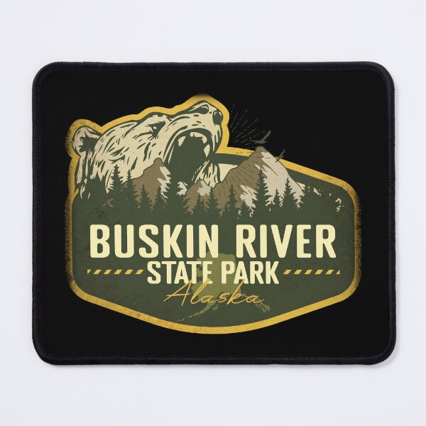 Item preview, Buskin River State Park Alaska Retro Badge Camping Hiking Outdoor Adventure designed and sold by mountainfad.