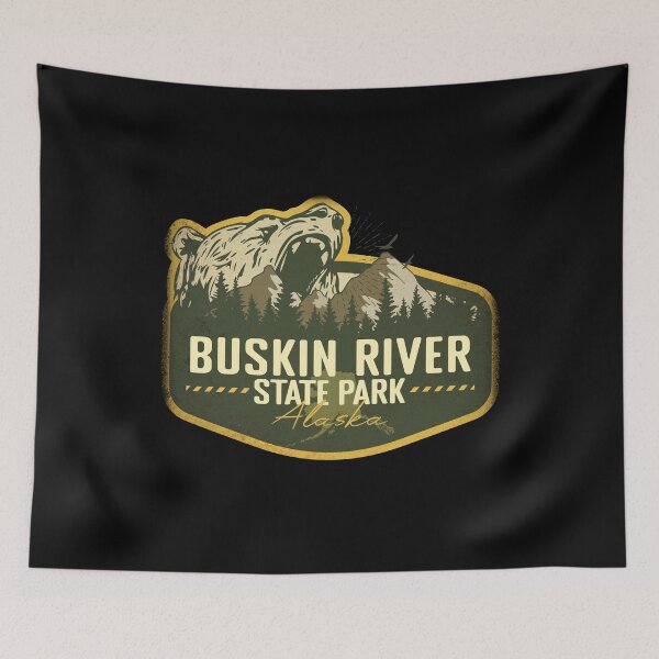 Item preview, Buskin River State Park Alaska Retro Badge Camping Hiking Outdoor Adventure designed and sold by mountainfad.