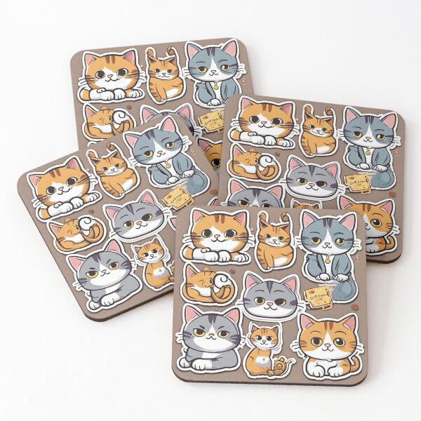 Item preview, cats cartoon sticker digital paper designed and sold by pig2u.
