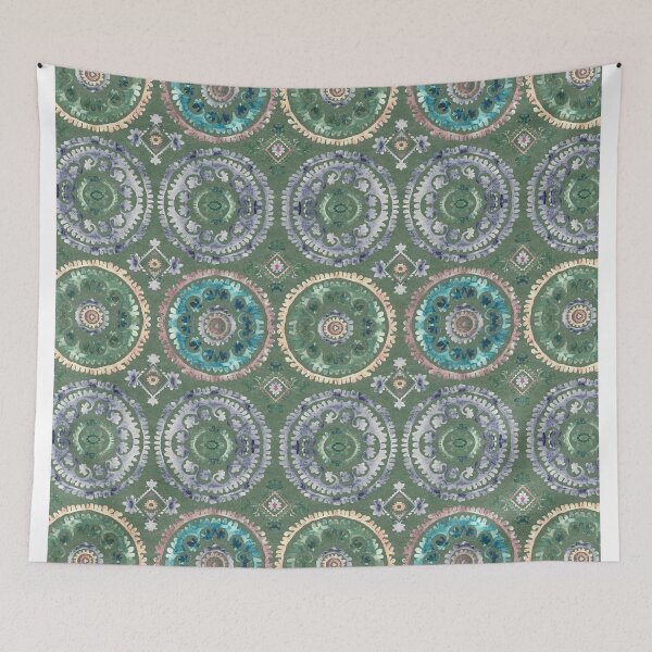 Item preview, Medallion boho green designed and sold by Alessandro Remo Mazzoni Remotextiles.