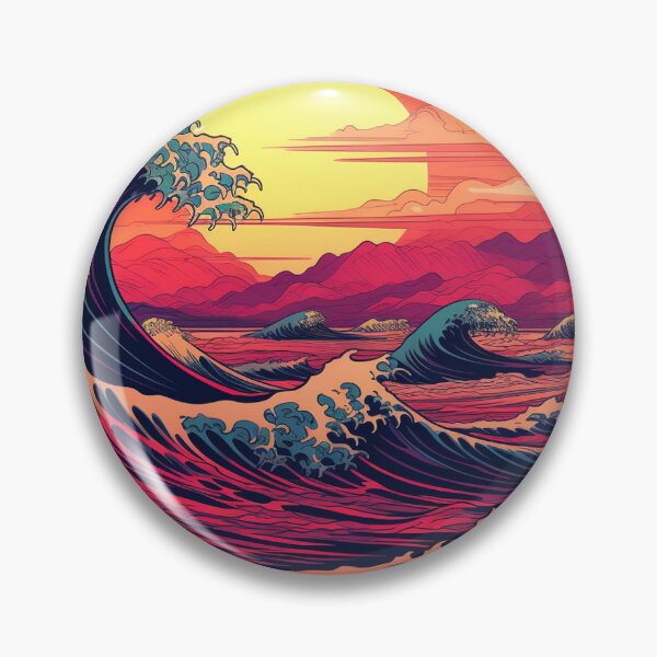 Item preview, The Great Wave Off Kanagawa Cyberpunk neon style designed and sold by zand-n-zive.