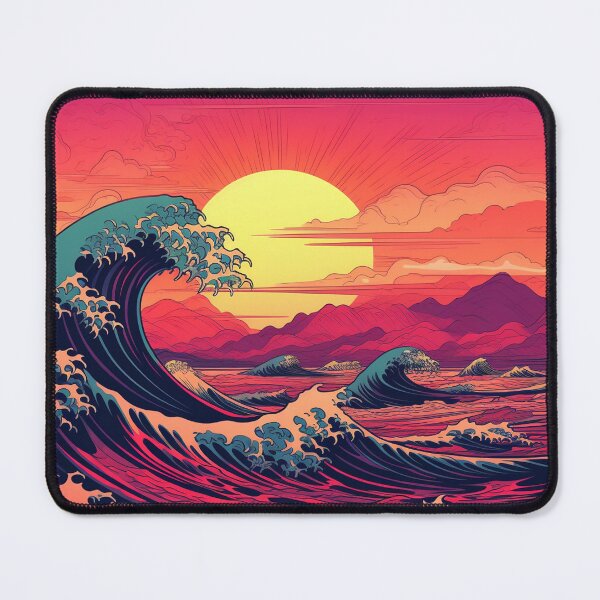 Item preview, The Great Wave Off Kanagawa Cyberpunk neon style designed and sold by zand-n-zive.