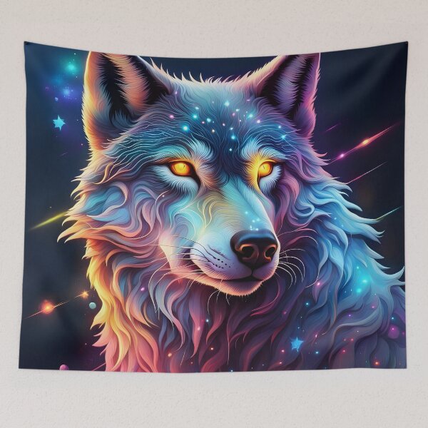 Item preview, Iridescent Cosmic Wolf: Celestial Majesty designed and sold by javaoverride.