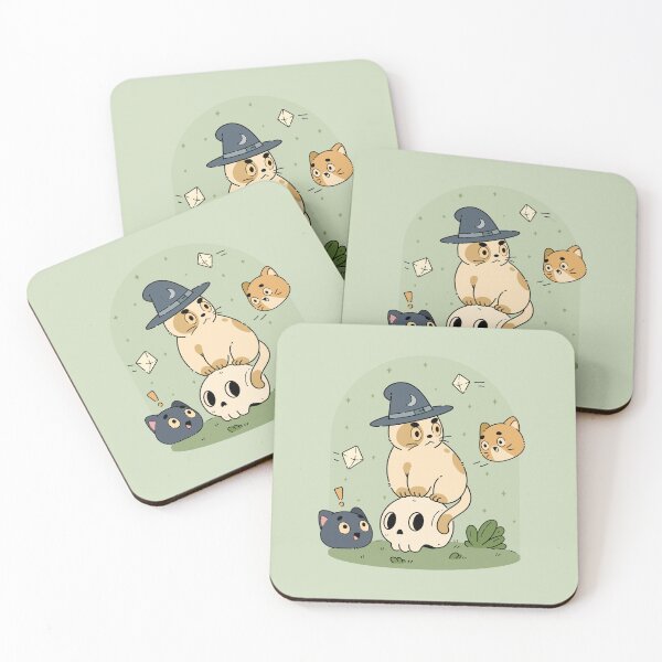 Item preview, Witch Cat and Playful Kittens | Green designed and sold by ModesaDraw.