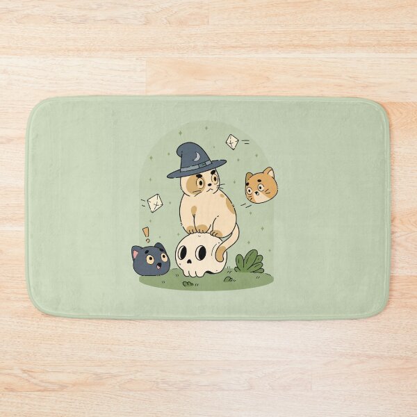 Item preview, Witch Cat and Playful Kittens | Green designed and sold by ModesaDraw.