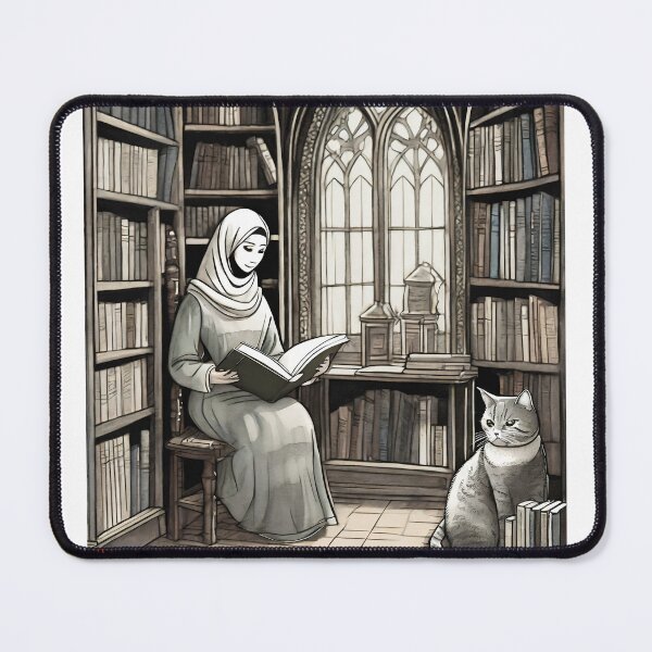 Item preview, hijabi sister reading designed and sold by Catsicum.