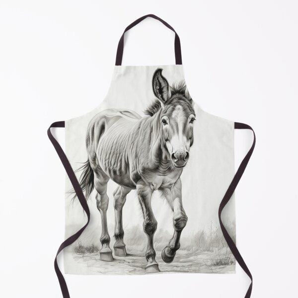 Item preview, Black and white donkey pencil drawing designed and sold by Pencil-Art.