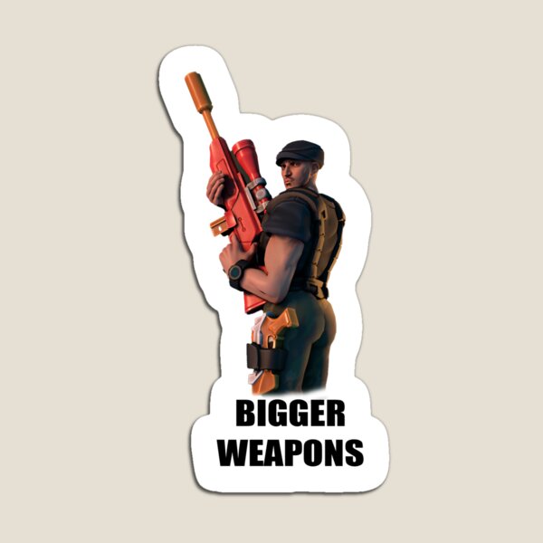 Item preview, Bigger Weapons I Need More Bullets Funny Tiktok Sticker designed and sold by FNStickers.