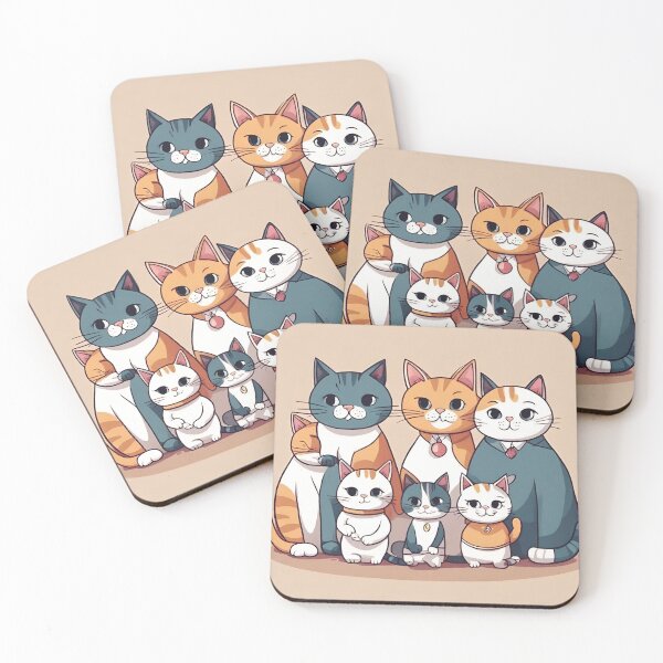 Item preview, cats with family digital paper designed and sold by pig2u.
