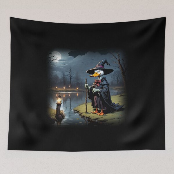 Item preview, Witchy Duck's Haunting Glide on Halloween Night designed and sold by slothsandducks.