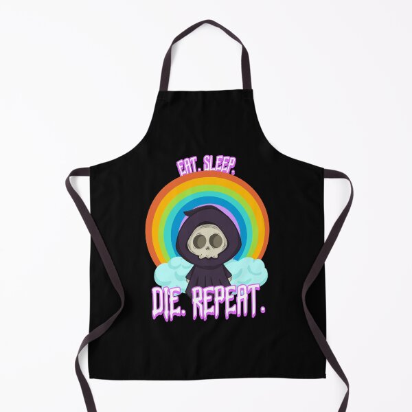 Aperçu de l'œuvre Joli dessin animé arc-en-ciel Grim Reaper - 'MANGER. DORMIR. MOURIR. RÉPÉTER. créée et vendue par Shirtlify.